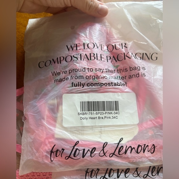 NWT For Love & Lemons Whimsical Garden Doily heart Bra - Pink - size 34C - Picture 7 of 10